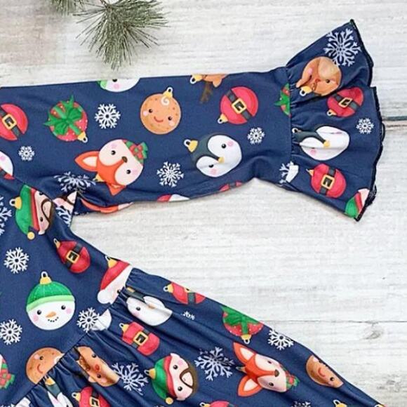 Trim the Tree Blue Christmas Ornament Dress by PETE + LUCY Girls 2T NEW - Picture 3 of 5